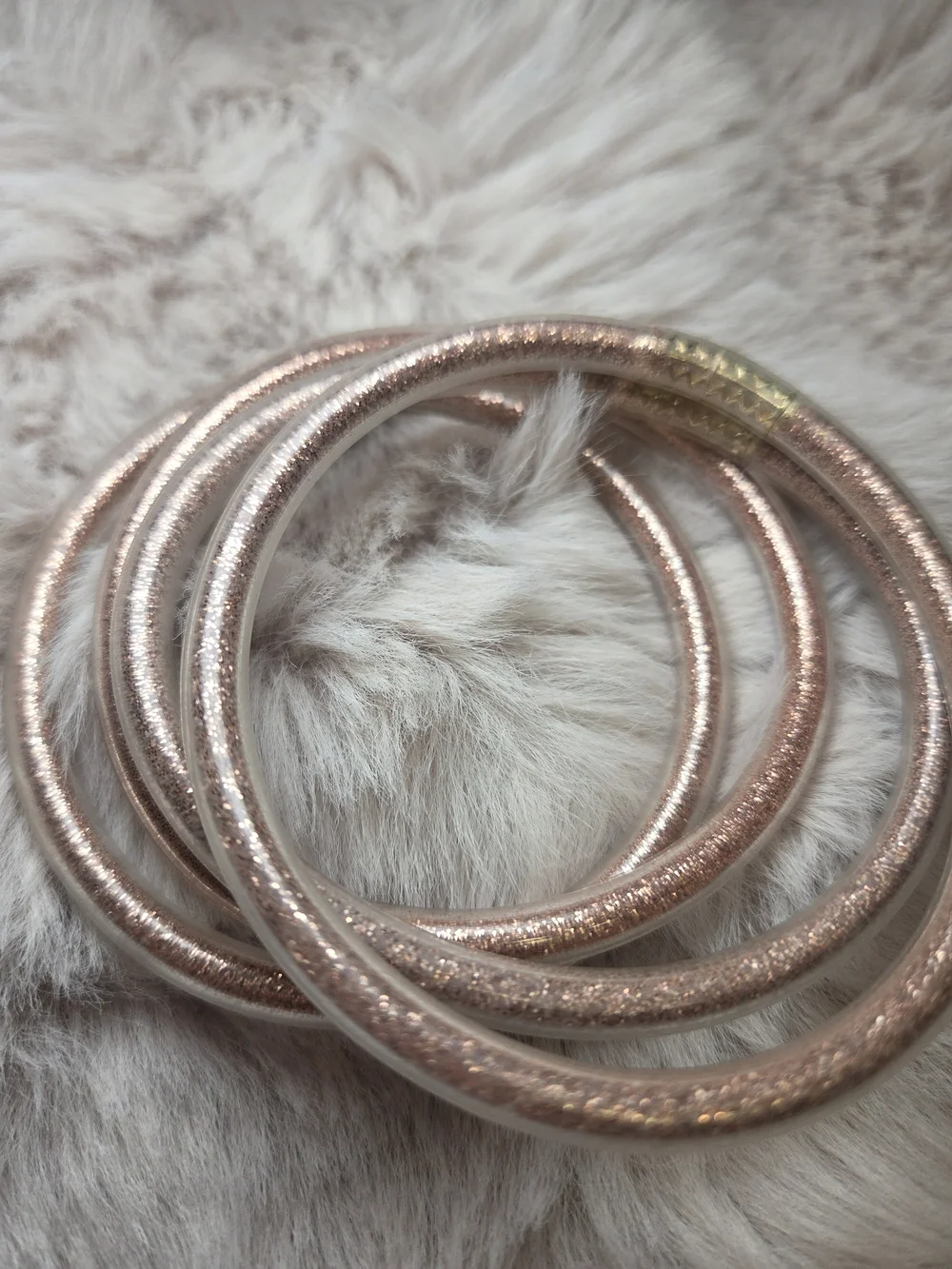 Plunder Four Rose Gold Glitter Rubber Bracelets Beach Jewelry Lake Accessories